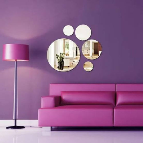 Pack of 5 Premium Acrylic Mirror Round shape wall decor - drapesduo