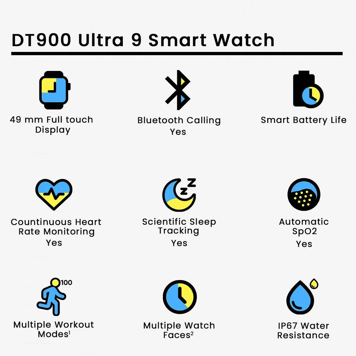 DT900 ULTRA 9 Smart Watch 7 Straps - drapesduo