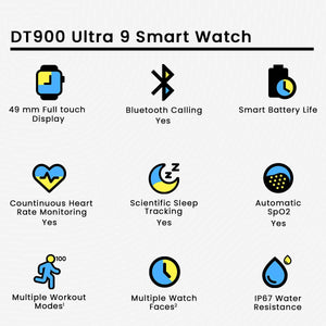 DT900 ULTRA 9 Smart Watch 7 Straps